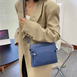 New, MUGUOY Crossbody Leather Shoulder Bag w/Adjustable Strap, blue